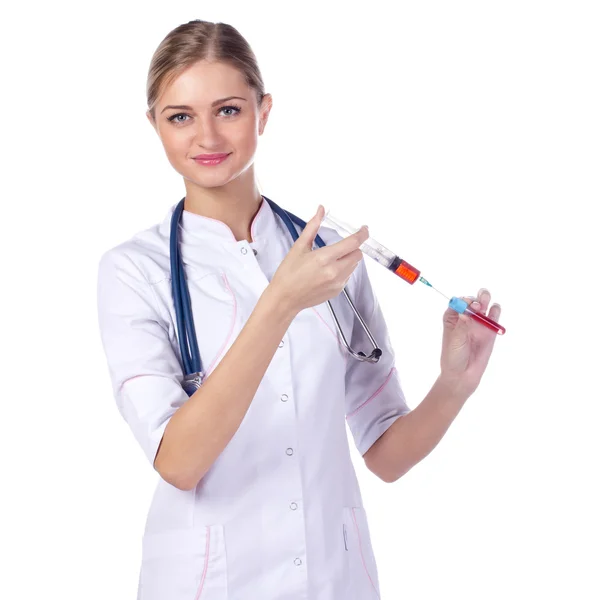 Portrait of a girl doctor. phonendoscope — Stock Photo, Image