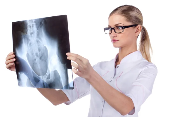 stock image Portrait of girl doctor ECG, X-ray