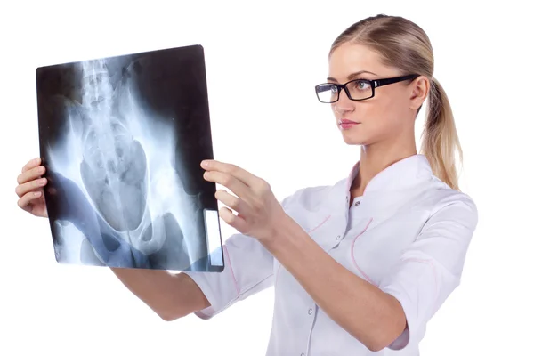 Portrait of girl doctor ECG, X-ray Stock Image