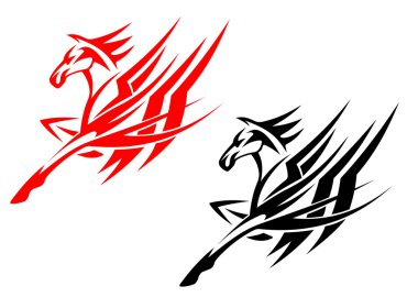 Tribal horse tattoo clipart