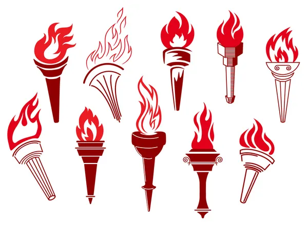 Flaming retro torches — Stock Vector