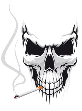 Skull with cigarette clipart