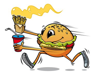 Running hamburger clipart