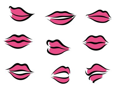 Woman lips in cartoon style clipart