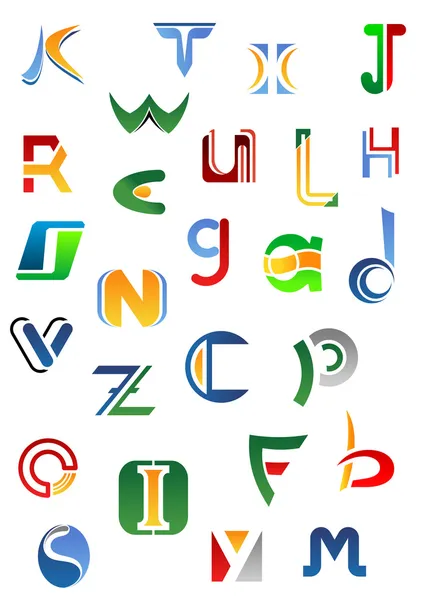 Letras do alfabeto e ícones de A a Z — Vetor de Stock