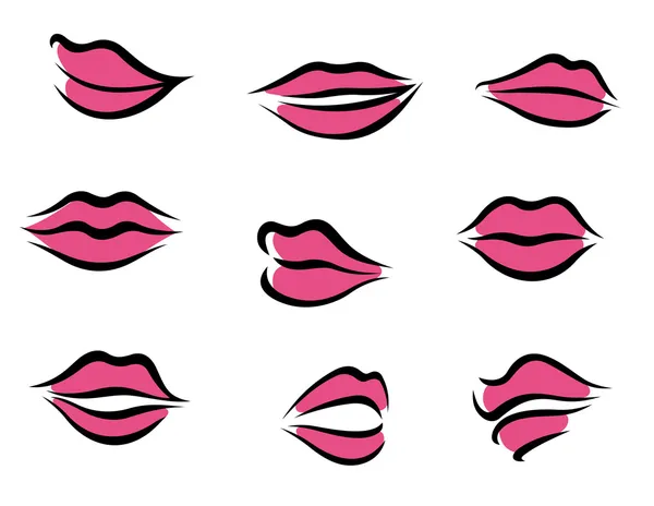 Lèvres de femme dans le style de dessin animé — Image vectorielle