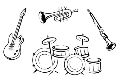 Set of musical instruments clipart