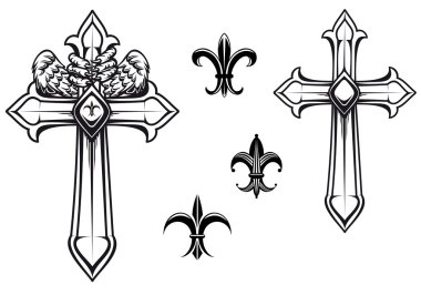 Vintage stone cross clipart