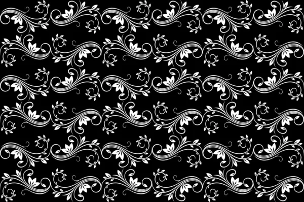 Черный бесшовный фон с цветами — стоковый вектор