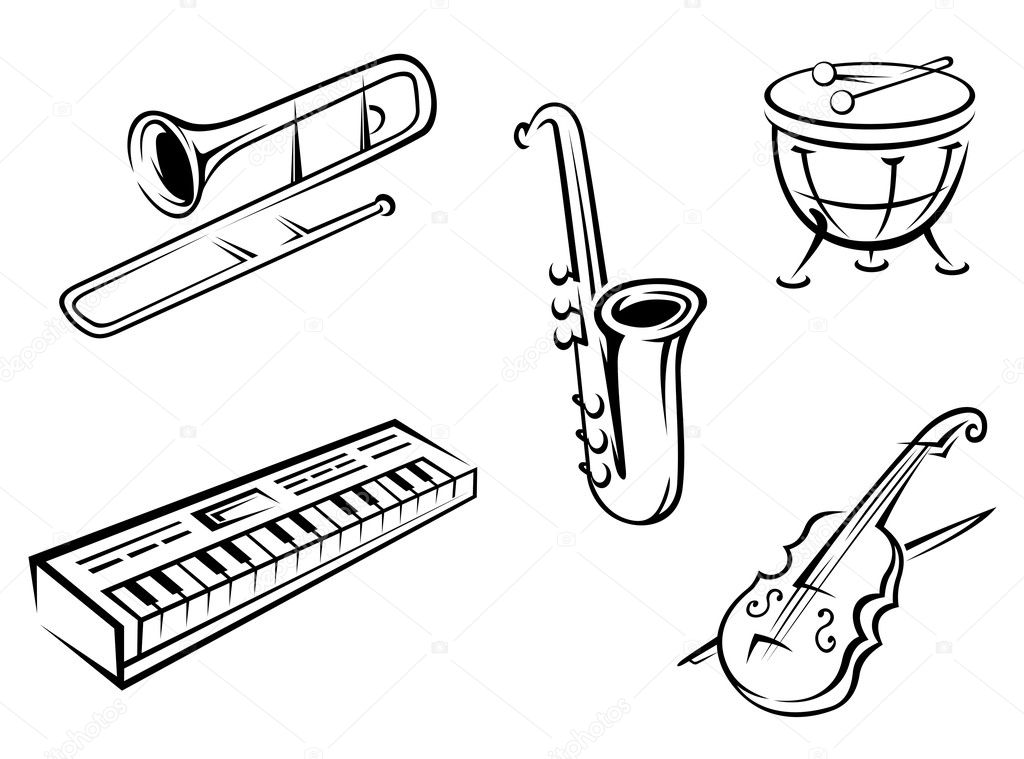 Musical instruments sketch hi-res stock photography and images - Alamy