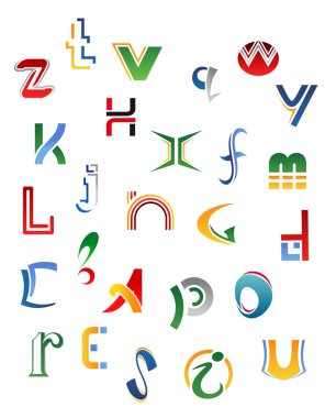 Set of symbols, letters and icons clipart