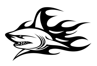 Angry shark tattoo clipart