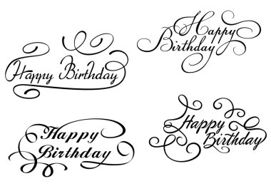 Happy birthday calligraphic embellishments clipart