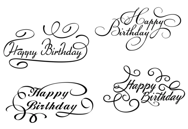 Happy birthday calligraphic embellishments — Stock Vector