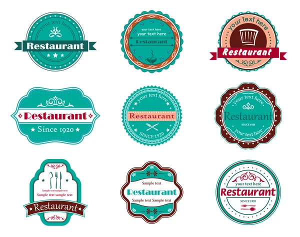 Etykiety żywności i restauracja — Wektor stockowy
