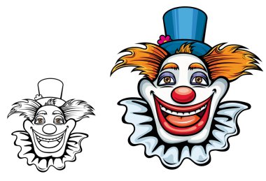 Smiling circus clown in hat clipart
