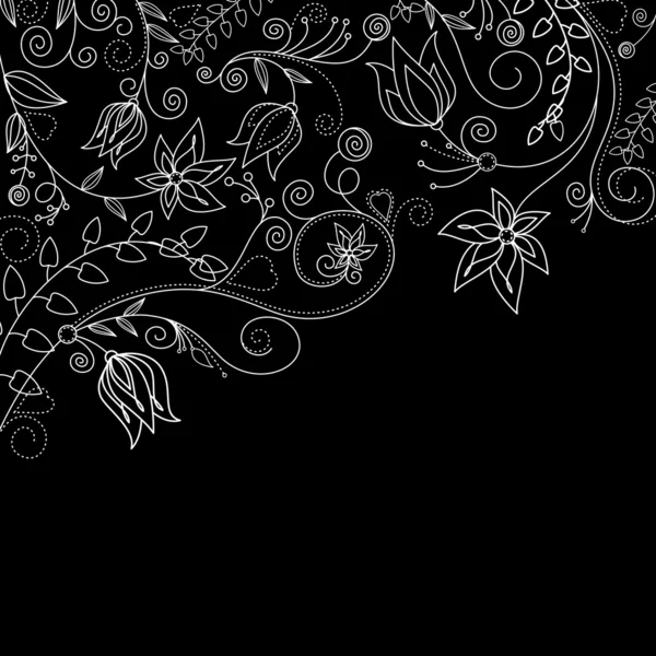 Zwart-wit bloemen achtergrond — Stockvector
