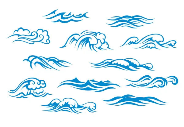 Vagues océaniques et maritimes — Image vectorielle