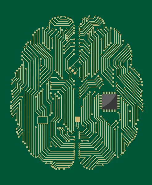 Motherboard Gehirn mit Computerchip — Stockvektor