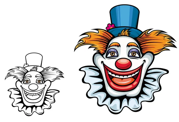 Glimlachend circus clown in hoed — Stockvector