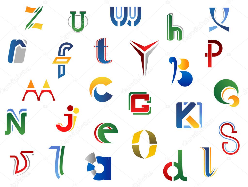 Set of full alphabet letters and icons for alphabet design
