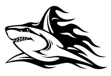 Danger shark tattoo clipart