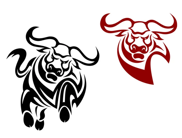 Bull and buffalo mascots — Stock Vector