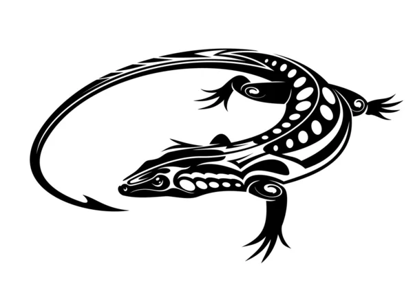 Lagarto iguana negro — Vector de stock