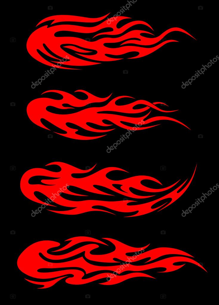 Chamas de fogo tribais pretas definidas para tatuagem, adesivos de vinil e  design de decoração