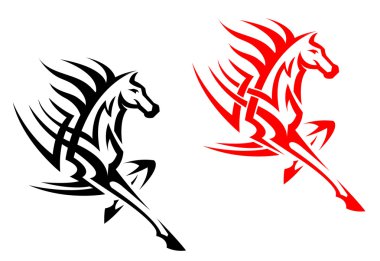 Tribal mustang stallion clipart