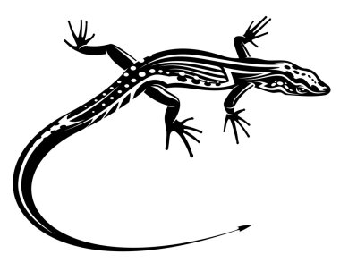 Black lizard with natural decorative ornament clipart