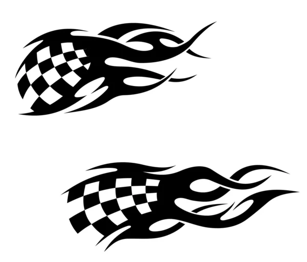 Tatouages tribaux avec drapeau à carreaux — Image vectorielle