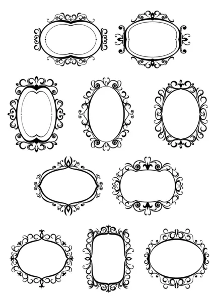 Retro frames met decoratie — Stockvector