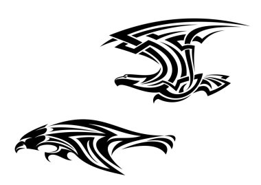 Tribal birds tattoos and mascots clipart