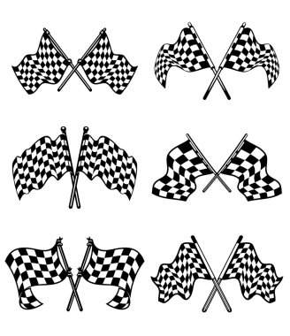 Checkered flags set clipart