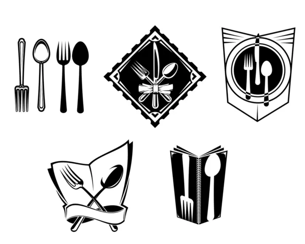 Iconos y símbolos del menú del restaurante — Vector de stock