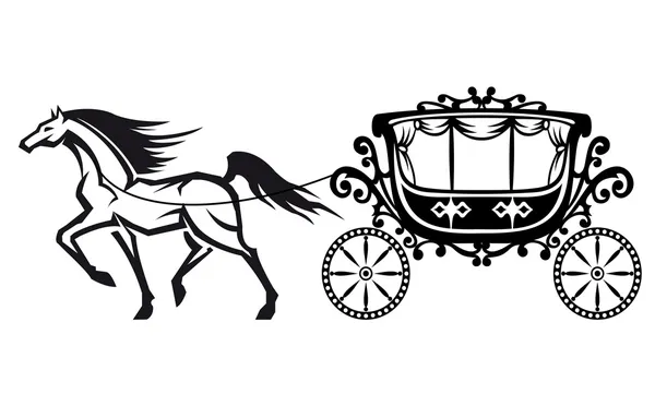 Horse with vintage carriage — Stock Vector