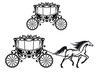 Horse with old carriage clipart