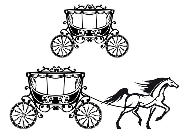 Horse with old carriage