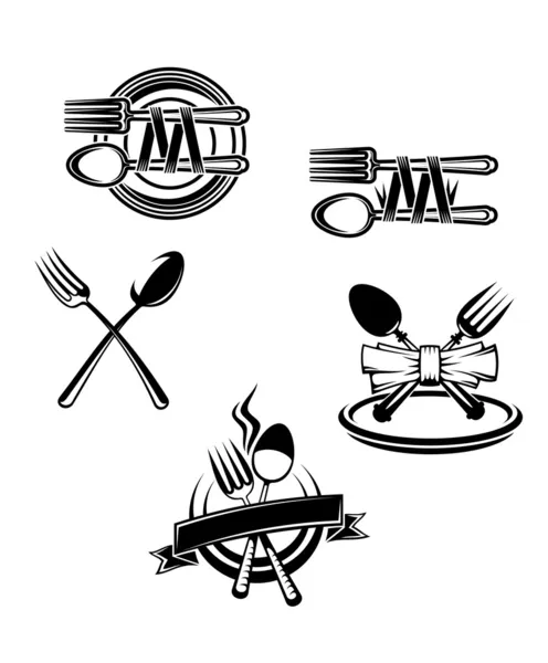 Símbolos y adornos del menú del restaurante — Vector de stock