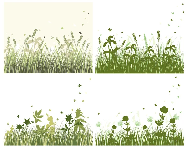 Meadow silhouette set — Stock Vector