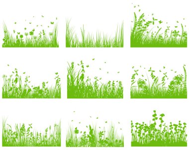 meadow silhouette set clipart