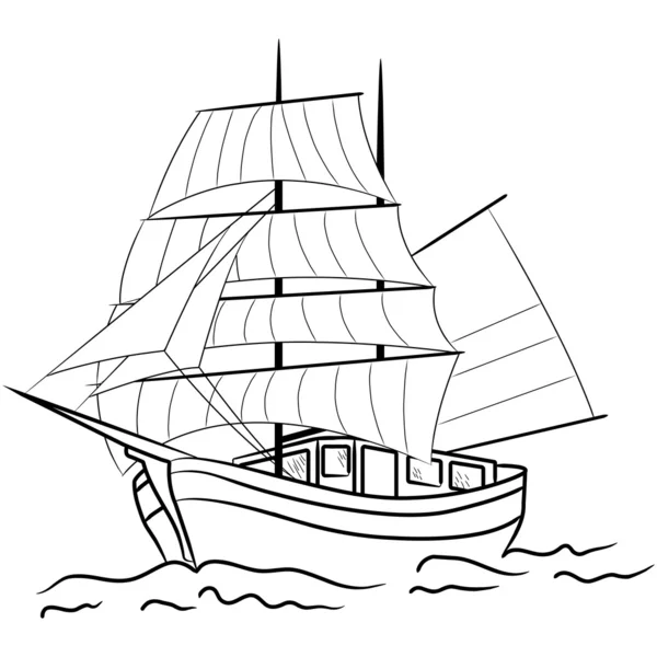 Σκίτσο Πλοίου ναυτικός ιστιοπλοϊκός — Διανυσματικό Αρχείο