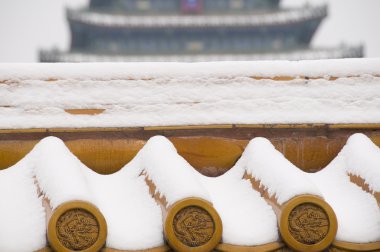 Tiles in the Forbidden City in winter Season clipart