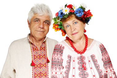 Elderly Ukrainian couple clipart