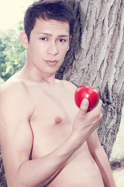Adam dengan apel, berwarna — Stok Foto