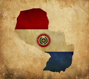 Vintage map of Paraguay on grunge paper clipart