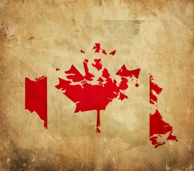Kanada grunge kağıt üzerinde eski Haritası