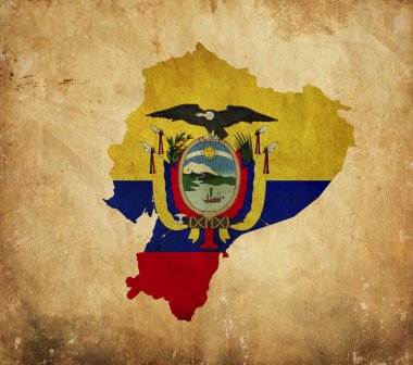 Vintage Ekvador Haritası grunge kağıt üzerinde