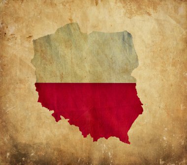 Vintage map of Poland on grunge paper clipart